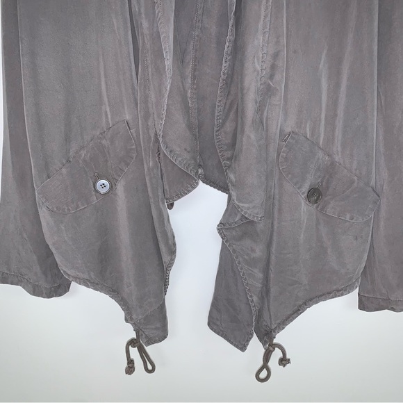 Maison Cinqcent Jacket Women's Size Medium Khaki Green Grey Tencel Lightweight - Picture 4 of 9